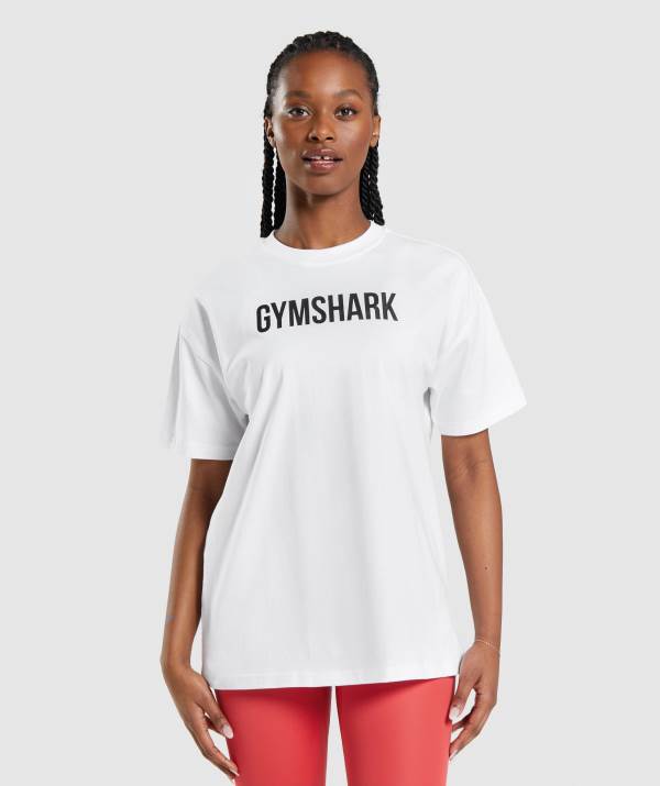 Damske Tricka Gymshark Apollo Oversized Biele | MT2750648